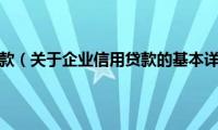 企业信用贷款（关于企业信用贷款的基本详情介绍）