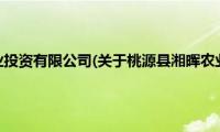 桃源县湘晖农业投资有限公司(关于桃源县湘晖农业投资有限公司的简介)