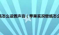 苹果实况壁纸怎么设置声音（苹果实况壁纸怎么没声音）