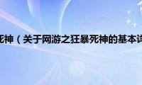 网游之狂暴死神（关于网游之狂暴死神的基本详情介绍）