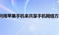 怎么利用苹果手机来共享手机网络方式