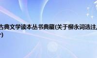 柳永词选注/中国古典文学读本丛书典藏(关于柳永词选注/中国古典文学读本丛书典藏的简介)