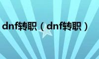 dnf转职（dnf转职）