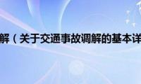 交通事故调解（关于交通事故调解的基本详情介绍）