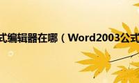 03版word公式编辑器在哪（Word2003公式编辑器在哪里）