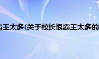 校长恨霸王太多(关于校长恨霸王太多的简介)