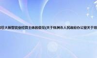 株洲市人民政府办公室关于培育壮大新型农业经营主体的意见(关于株洲市人民政府办公室关于培育壮大新型农业经营主体的意见的简介)