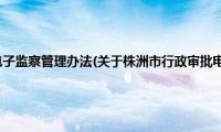 株洲市行政审批电子监察管理办法(关于株洲市行政审批电子监察管理办法的简介)