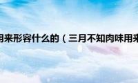 三月不知肉味用来形容什么的（三月不知肉味用来形容什么）