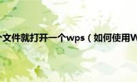 wps每打开一个文件就打开一个wps（如何使用WPS软件打开文件）