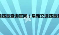 阜新交通违章查询官网（阜新交通违章查询）