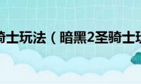 暗黑2圣骑士玩法（暗黑2圣骑士玩法简单介绍）