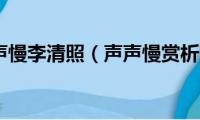 声声慢李清照（声声慢赏析）