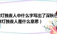 落叶他乡树寒灯独夜人中什么字写出了深秋已至寒意重重（落叶他乡树,寒灯独夜人是什么意思）